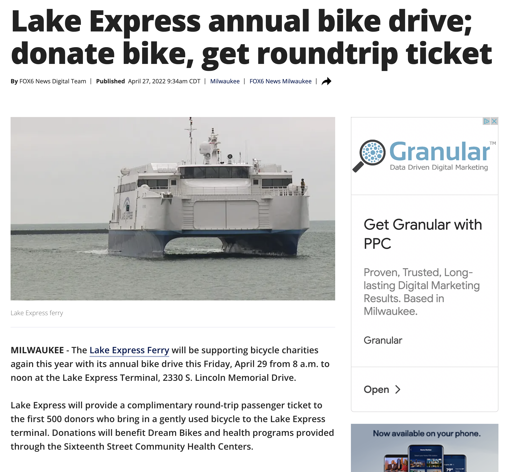 Lake Express Annual Bike Drive